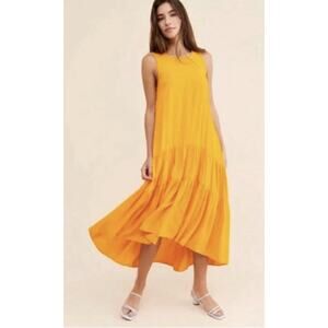 Anthropologie Maeve Marlene Tiered Midi Dress XSmall Sleeveless High Low Summer